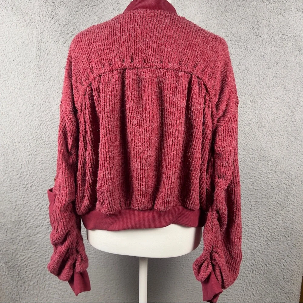 POL Sweater Womens Small Red Cropped Full Zip Oversized Patch Embellishment - Picture 3 of 10
